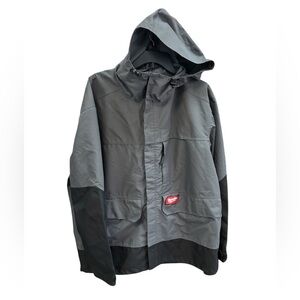 Milwaukee Men's Hydrobreak Hooded Rain Shell Zip Up Jacket Grey Black Gray Sz XL